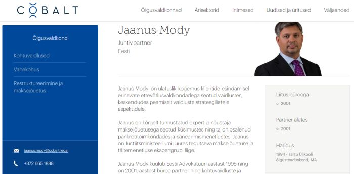 Jaanus Mody COBALT profiil